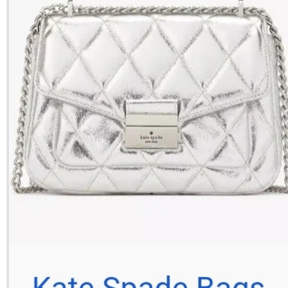 NWT Kate Spade Carey Small Flap Chain Shoulder Bag Crossbody Lunar Light Sliver - Picture 6 of 6